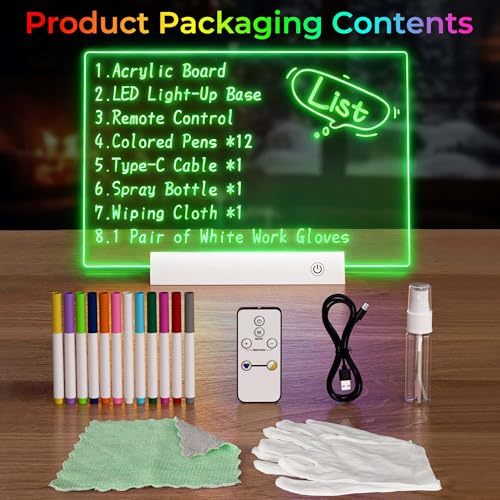 White Rechargeable LED Drawing Board with Remote Control & Accessories