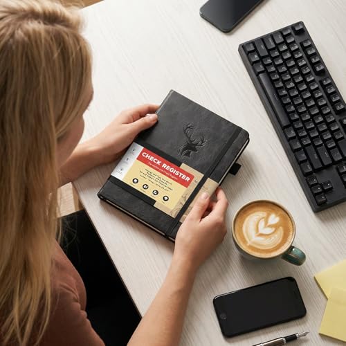 Molekaus Check Registers for Personal Checkbook A5 5.8 x 8.3 in Black