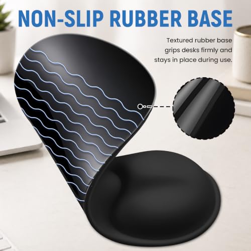 ZapDesk Black Ergonomic Mouse Pad with Gel Wrist Rest - Support & Comfort
