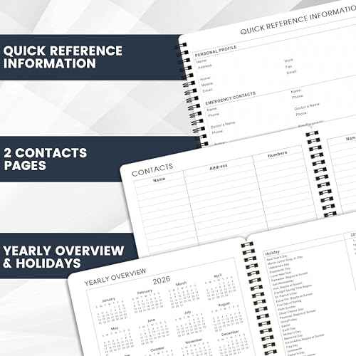 2026 Planner - 8¡± ¡¿ 10¡±, Planner Weekly and Monthly 2026, from JAN to DEC 2026, Premium Paper, Twin-wire Binding, Check Box, Coated Monthly Tabs, for Productive Life