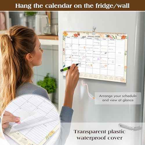 Wall Calendar 2026-2027, 18 Month Large Calendar from January 2026 to June 2027£¬11.6" x 14.5" Monthly Calendar Thick Paper, Hanging Calendar Spiral Binding Perfect for Home or Office Planning,Floral