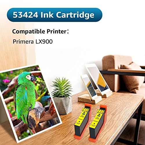 53424 Compatible Ink Cartridge Replacement for Primera 53424 Yellow Ink Used for Primera LX900 Ink Printers (2 Pack)