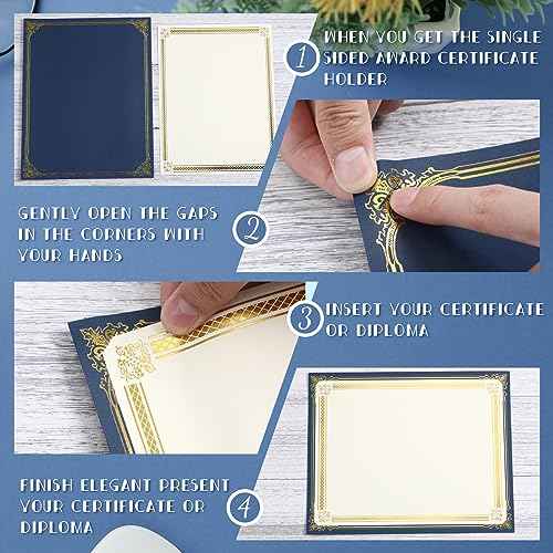 Kosiz 150 pcs Certificate Kit Includes 50 Gold Foil Certificates 50 Single Sided Holders 8.5'' x 11"50 Gold Foil Award Seals for Diplomas, Awards, and Accomplishments(Blue)