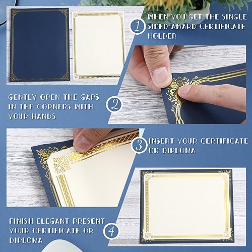 Kosiz 150 Pcs Certificate Kit Blue - Blue Diploma Holders, Paper & Seals Set