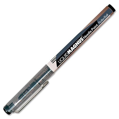 SKILCRAFT 7520-01-506-8494 Liquid Magnus Needle Pen, 0.5mm Micro Point, Black (Pack of 12)