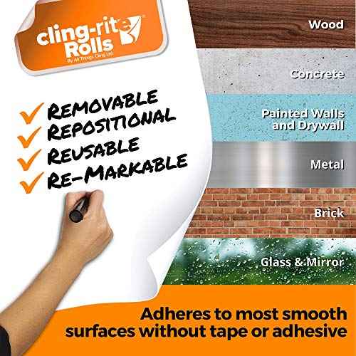 New Format-Backpacker Cling-rite Rolls Clingers Dry Erase Portable Whiteboard - 50" Roll, 12" You can Trim to Any Length. Reusable for School Office Decor, Kids Art & Craft Projects - American Made
