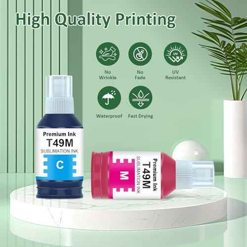 Compatible T49M Sublimation Ink Replacement for T49M1 T49M2 T49M3 T49M4 Work for SureColor F170 F570 Sublimation Printer (2B/C/M/Y, 5x140ML)