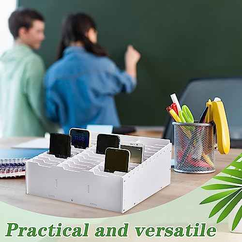 Ctosree 2 Pcs Cell Phone Holder School Desk Calculator Storage Box Holder Case Multifunctional Classroom Caddy Cell Phone Organizer (15.35 x 12.22 x 4.45 Inch)