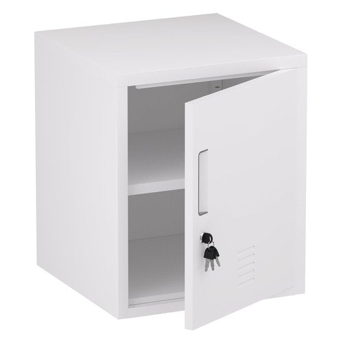 JINGUR Metal Storage Locker Cabinet with Locking Door and Adjustable Shelf for Home Office Classroom Workshop Organization (White)