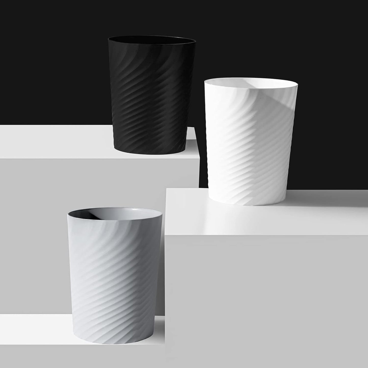 UUJOLY Small Plastic Trash Can - Versatile Wastebasket for Bathrooms, Kitchens & Offices | 1.8 Gallon, White