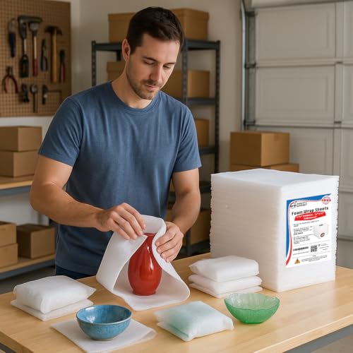 Mighty Gadget 100-Pack Foam Packing Sheets, 12" x (1/16" Thick)