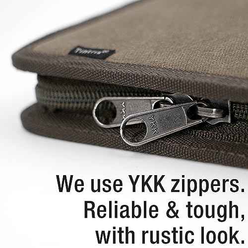 Zipper Journal Notebook Cover for 5.5 x 8.25 A5 Moleskine LEUCHTTURM Notebooks Journals Planners Sketchbooks Legal pads with Pen Holder, Water Resistant Cover, Classy Waxed Canvas, Olive