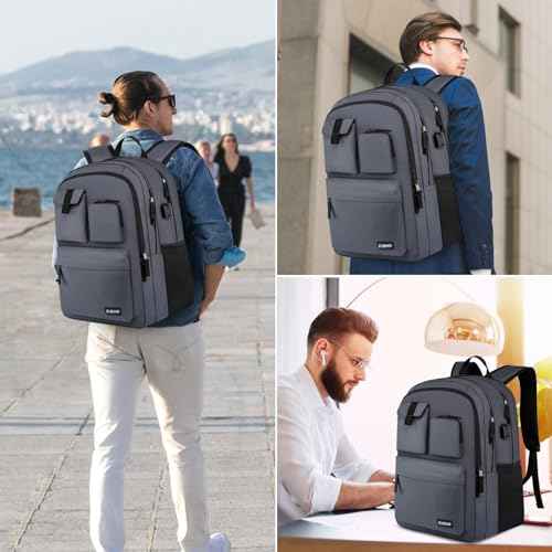 Backpack for Men & Women, Backpacks for School Teen Boys & Girl, Student Bookbag 17.3 inch Laptop Compartment with USB Charging Port for High Middle School, Black Travel Casual Bag