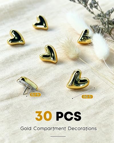 30 Pcs Gold Heart Push Pins - Decorative Office/Home Bulletin Board Accessories (30Pcs-Gold) KEYDUACU