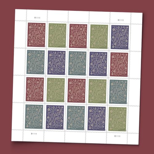 USPS Thank You Forever Stamps Sheet of 20 - Elegant Floral Design 2020 Scott #5519-5522