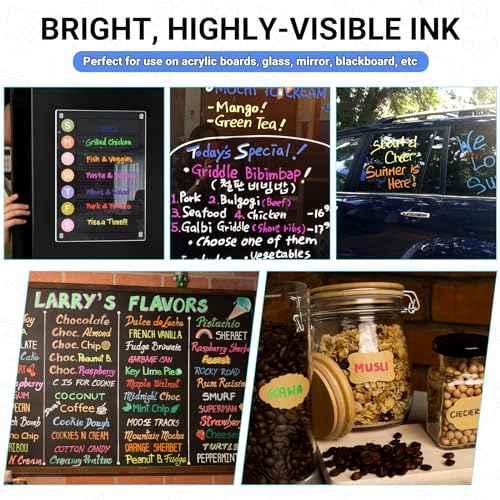 JR.WHITE Liquid Chalk Markers - 18 Pack Wet Erase Markers for Acrylic Fridge Calendar, 1mm Fine Tip Chalkboard Marker for Whiteboard, Blackboard, Glass Board, Window, Mirror, Dry Erase Board