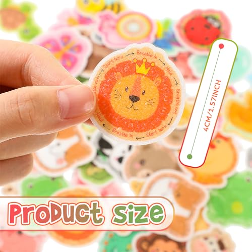 Lasnten 50 Pcs Animal Sensory Stickers Calm Reusable Textured Strips for Stress Relief