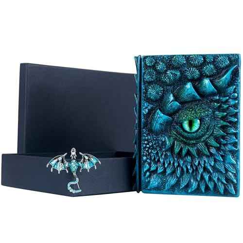 3D Dragon Eye Embossed Journal,Resin Engraving Notebook,Dnd notebook for Dragon Lovers £¬Blank Paper,Hardcover Travel Notepad for Writing,Sketchbook,Collection,Gift,Decoration A4 and A5 Size (A5-Blue