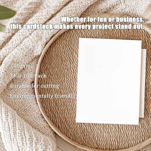 White Cardstock 5 x 7, 100 Pack Cover Cardstock Paper, 74lb/200GSM Heavyweight Blank Cards for Wedding Invitations, Thankyou Cards, Postcards
