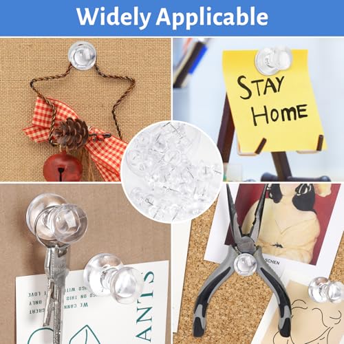 DANRONG 30Pcs Jumbo Push Pins for Bulletin Board - Clear, Large Thumb Tacks, 1.81in