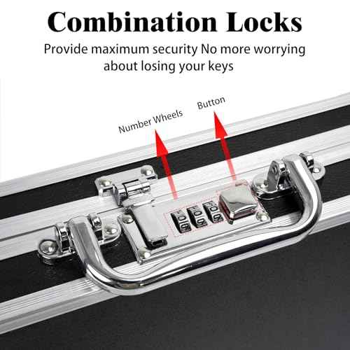 Aluminum Briefcase, Key Lock Clipboard Storage Box, Lockable Storage Case with Foot pad and Corner Protectors, 13x 10x 2.75 inch