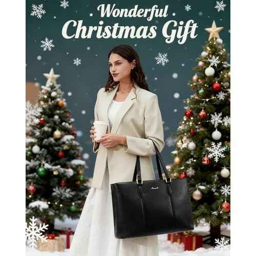 LOVEVOOK Laptop Tote Bag for Women,Work Tote with Wristlet,PU Leather Computer Bag for Teacher,Office, Daily
