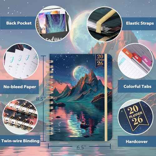 2026 Planner - Planner 2026 Weekly and Monthly, January 2026 - December 2026, 6.5" x 8.5", 2026 Planner Weekly and Monthly with Colorful Tabs, Back Pocket + Thick Paper