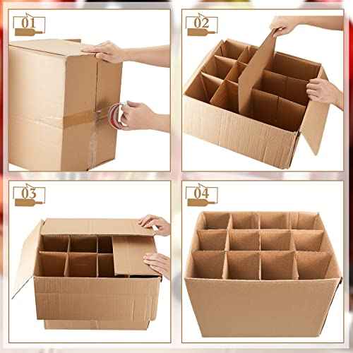 Leinuosen Moving Boxes Packing 16 x 12 x 12 Inch Divider Kits Included 10 Corrugate Dividers with 24 Foam Pouches for Shipping, Kitchen Moving Box Kit Dish Packing(2 Pack)