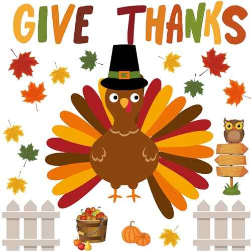 Cholemy 101 Pcs Thanksgiving Turkey Bulletin Board Decorations Set 50 Inch DIY Turkey Cutouts for Bulletin Board Thanksgiving Fall Classroom School Wall Party Decoration