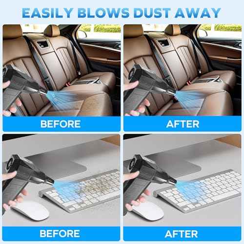 Compressed Air Duster - 130000RPM(Wind Speed 62M/S) Rechargeable Electric Air Duster,Cordless Handheld Mini Turbo Fan, Portable air Blower for Computer, PC, Keyboard, Car and Home