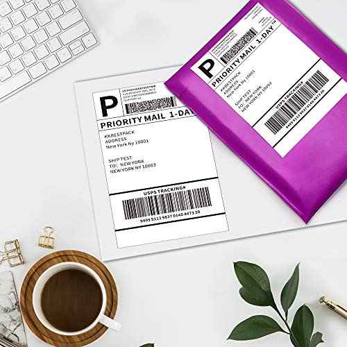 KKBESTPACK Half Sheet Shipping Labels for Laser and Inkjet Printers ? 2 Per Page Self Adhesive Mailing Labels ? White 8.5 x 5.5 (200 Labels) (2LP)