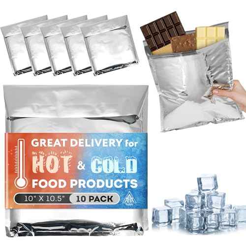 Needle-Punched Cotton Insulated Mailers, 10 x 10.5 Inches. 10 Pack Aluminium Insulated Thermal Mailers. Thermal Bags for Cold and Hot Food. Self-Adhesive Shipping Bags for Food, Cosmetics