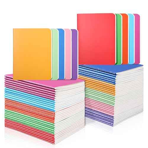 miikoul 100 Pack Small Colorful Blank Notebook Bulk,A6 Pocket Notepads Mini Journal Set for Student Traveler Office Back to School Supplies, 5.5" X 4", 30 Sheets/60 Pages,10 Colors