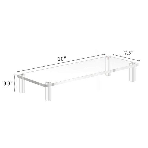 YestBuy 20x7.5 Acrylic Monitor Stand Riser, Clear Computer Stand for Laptop, iMac, Pc, Printer, Desktop Ergonomic,Desk Riser Work from Home Accessories Office Supplies Platform Save Space