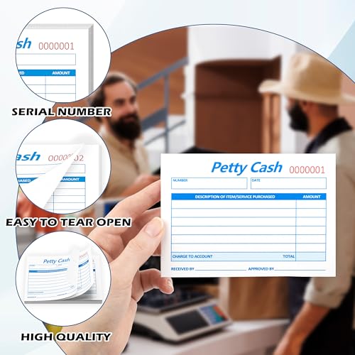 GLDTPOZK 12 Pack Petty Cash Receipt Pads 3.5 x 5 Inch 50 Sheets Each Blue/White