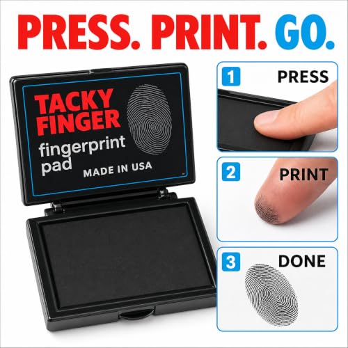 Inkless Fingerprint Pad Black 2 Pack - No Mess, Quick Dry for Notary & Legal Use