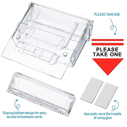 Crtiin 12 Pcs Outdoor Business Card Holder Clear Waterproof Acrylic Business Card Holder Wall Mount for Car with Take One Sticker for Office Store Trucks Wall, 4.25 x 1.46 x 2.87 Inch