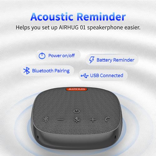 AIRHUG Conference Speaker and Microphone, Bluetooth Speakerphone with 360¡Æ Voice Pickup, Advanced Noise Reduction, USB-C Plug & Play, Compatible with Zoom and MS Team