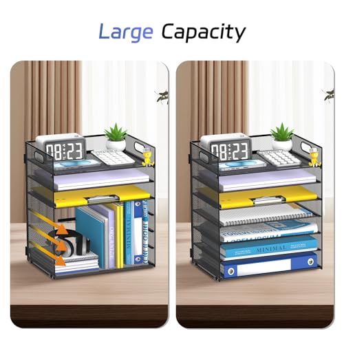 ReePlan Black 7-Tier Paper Organizer for Desk with Handle – Office Storage Solution