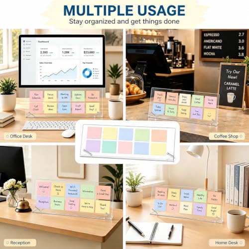 NomadSphere Large 15x7.9 Inch Acrylic Monitor Memo Board Holder with Sticky Notes