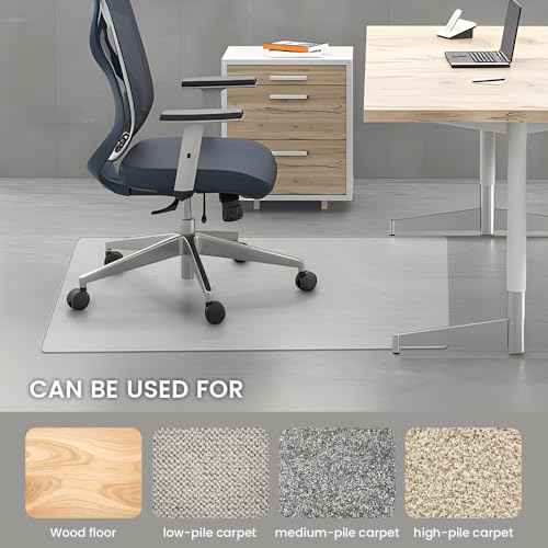 Office Chair Mat - Heavy Duty, 47"x32", 1/7" Thick, Flat Shipping, Suitable for Carpet and Hardwood Floor