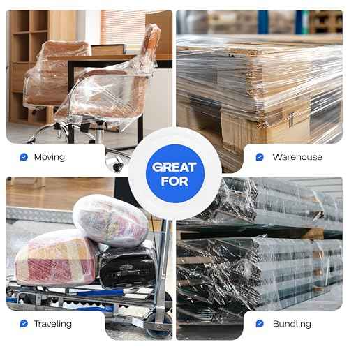 IDL Packaging - F-51-4 5" x 1000' 80 gauge Bundling Stretch Wrap Rolls with Extended Core Handle, Clear (Pack of 4)