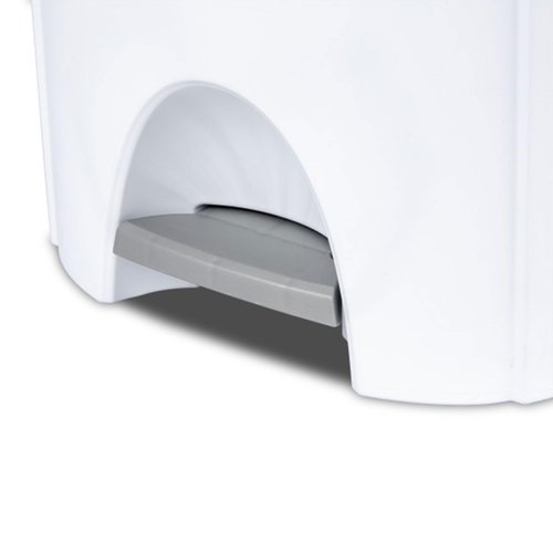 Sterilite 6.6 Gallon StepOn Wastebasket with Lid, Medium Sized Plastic Trash Can for the Kitchen, Bathroom, or Mudroom, Pedal, White, 4-Pack