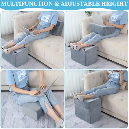 Royalay Under Desk Foot Rest with 3-Height Ergonomic Support, Grey 17x11x17in, Memory Foam