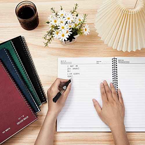 Henoyso 5 Pcs Jumbo Left Handed Notebook 100 Sheets/200pages Left Handed Workbook 11 x 9 Inches Spiral Notebook Lefty Notebooks for Easier Lefty Use Supplies(Elegant Color)