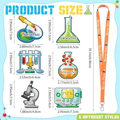Eersida Chemical Style Hall Pass Lanyards Set – 6 Waterproof ID Badge Holders
