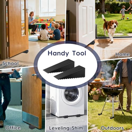 UXVEM 4-Pack Premium Rubber Door Stops - Solid Anti-Slip Wedges, No-Install, Fits 1.18" Gaps (Black)