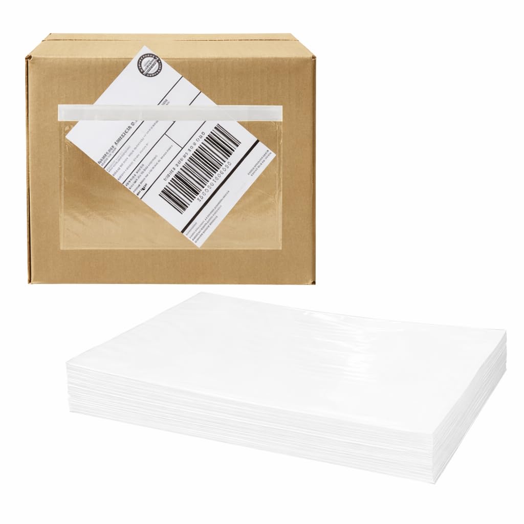 Volokitx 110 Pcs 7.5"x 5.5" Shipping Label Sleeves, Adhesive Clear Packing Slip Pouches, Top Loading Packing List Envelopes for Shipping & Mailing, Barcode Protection