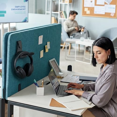 Fiwochic 4-Pack Fabric Wall Headphones Hooks for Cubicle, Black