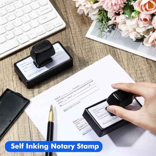 Marspark 2 Pcs Notary Stamps Includes Acknowledgement & Jurat Stamp Self Inking Notary Public Seal Supplies for Sworn and Subscribed, 1.38 x 3.35 inches